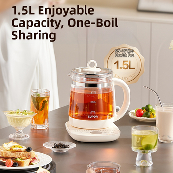 Supor Health Pot SW-15YJ33C, stikla korpuss, 220V, 500–1000W, pieskārienu vadība