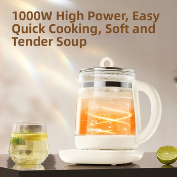 Supor Health Pot SW-15YJ33C, stikla korpuss, 220V, 500–1000W, pieskārienu vadība
