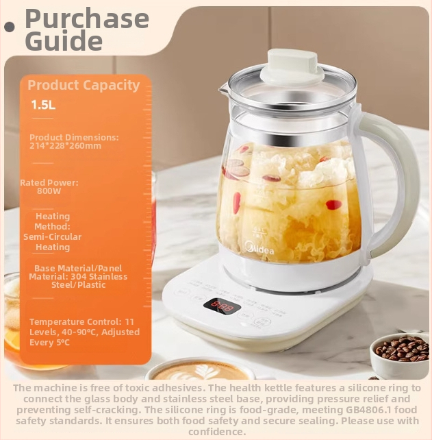 Veselības pods MK-Y12Q, stikla korpuss, tilpums 1-1.5L, 220V, 500-1000W