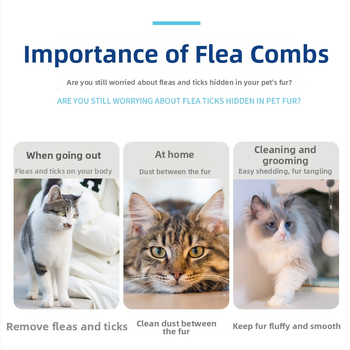 Guanzhoumu Χτένα κατά ψύλλων για γάτες, με λεπτά δόντια, εργαλείο περιποίησης κατοικίδιων