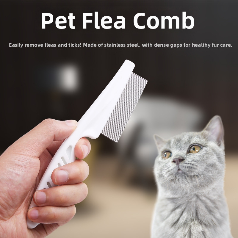 Guanzhoumu Χτένα κατά ψύλλων για γάτες, με λεπτά δόντια, εργαλείο περιποίησης κατοικίδιων