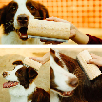 Carpenter Master drveni češalj za njegu kućnih ljubimaca za mačke i pse — konstrukcija od nehrđajućeg čelika i drveta, prenosni kućni alat