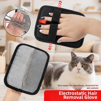 Kaķu matu noņemšanas cimdi ar statisku lādiņu — divvirzienu matu noņemšana, suka-ķemme, kastē 200 gab.