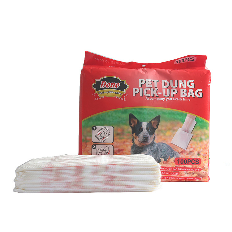 Σακούλες μίας χρήσης για περιττώματα σκύλων, με επίπεδη είσοδο, παχύτερο υλικό από κυτταρίνη-PE, φορητό εργαλείο καθαρισμού, έτοιμες για ιδιωτική ετικέτα