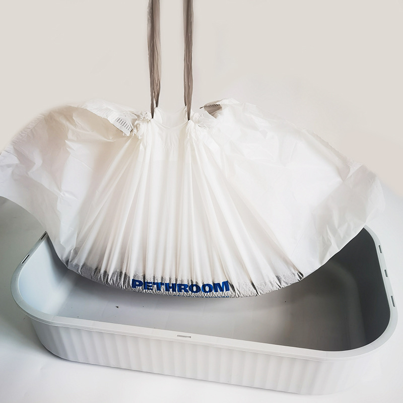 Διαθέσιμη σακούλα για κάδο γάτας με κορδόνι, παχιά LDPE