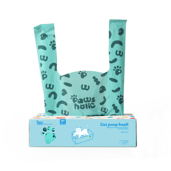 Βέστ για σακούλες περιττωμάτων γάτας, pawsholic, βάση αμύλου + HDPE, παχυμένο, συσκευασία σε έγχρωμο κουτί