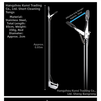Телескопична щипка за отпадъци от неръждаема стомана с дълга дръжка за кучешки изпражнения