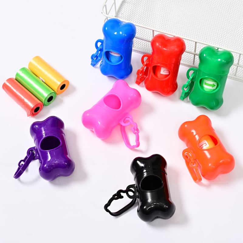 Vanjski prenosni dispenser za vrećice za pse u obliku kosti; Marka Fortune; Materijal: plastika; Stil: spiralni dizajn; Debljina: normalna.