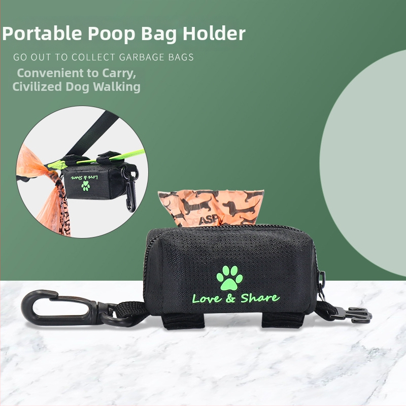 YILIDOG Dispenser pentru saci de gunoi pentru câini, din nylon, cu geantă de transport, tip rol continuu