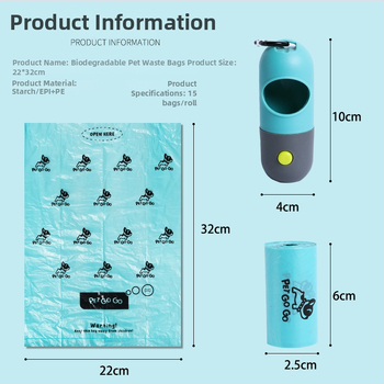 Dispenser pentru pungile de gunoi ale animalelor de companie cu clip LED capsulă, rolă continuă, plastic, marca Jungu