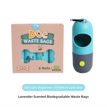 Dispenser pentru pungile de gunoi ale animalelor de companie cu clip LED capsulă, rolă continuă, plastic, marca Jungu