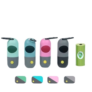 Dispenser pentru pungile de gunoi ale animalelor de companie cu clip LED capsulă, rolă continuă, plastic, marca Jungu