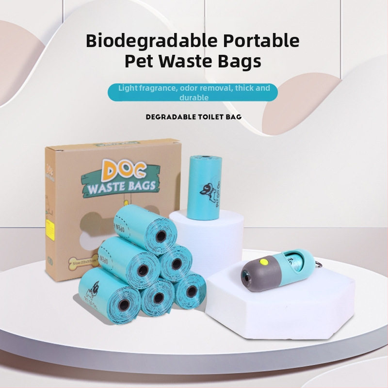 Dispenser pentru pungile de gunoi ale animalelor de companie cu clip LED capsulă, rolă continuă, plastic, marca Jungu