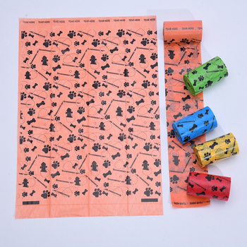 Pungi pentru fecalele animalelor de companie Lanjia, ambalaj imprimat în cutie, rolă portabilă, plastic gros, grosime standard