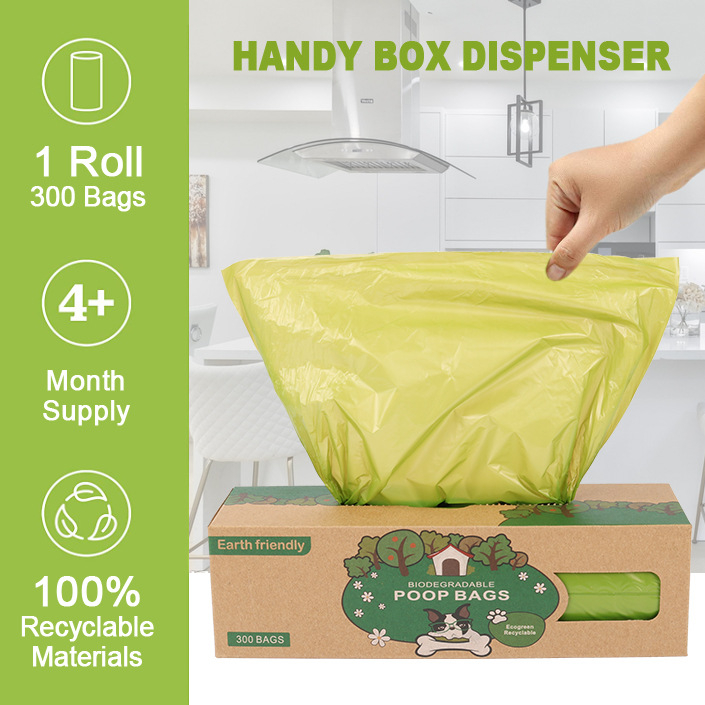 Pungi biodegradabile pentru deșeuri de animale de companie, rolă continuă, PE+EPI, îngroșate, 300 buc./rolă