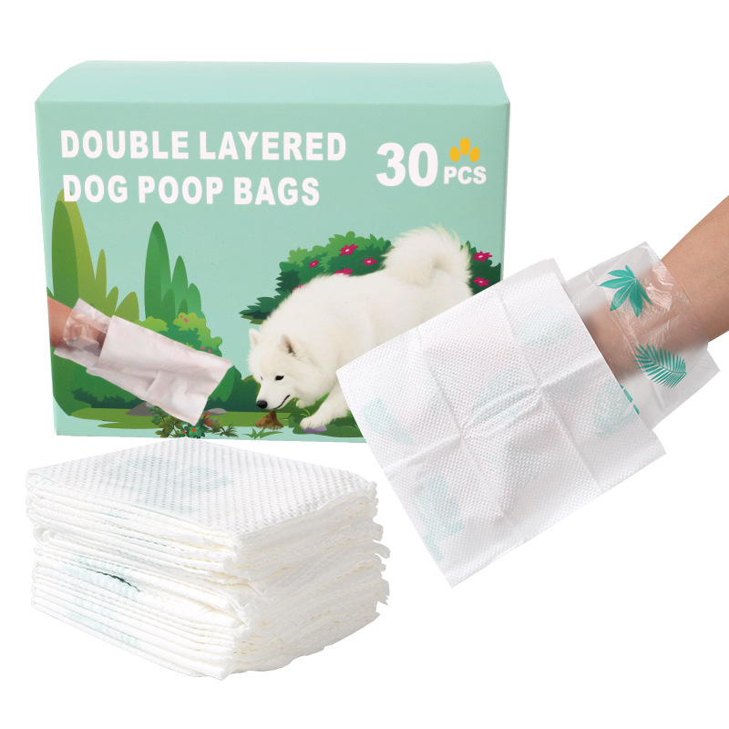 Torbe za pseće izmet, dvostruko složne, čvrste, otvor ravnog oblika, papir + plast, marka Beryou