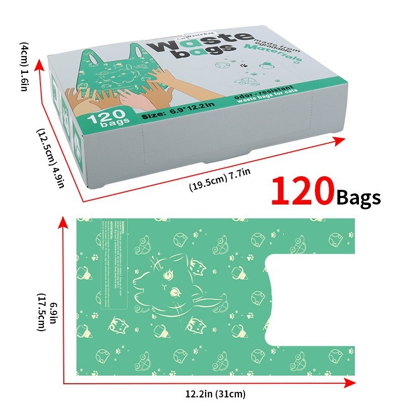 Kačių išmatų maišas – vienkartinis, liemenės stiliaus, tirštinto audinio