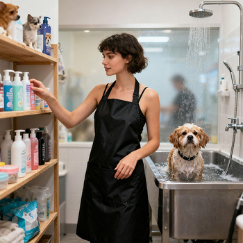 Paitel безръкавна престилка, водоустойчива, изработена от работно облекло за грижа за домашни любимци