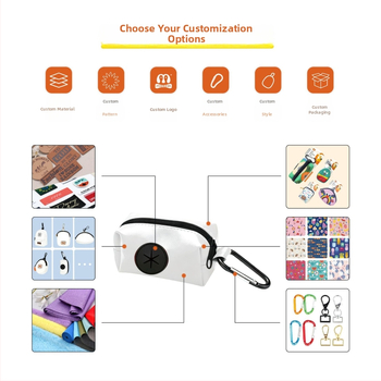 Pakabinamas šunų maišelių dozatorius, poliesteris, plokščio atidarymo dizainas, nešiojamas maišelių saugojimas