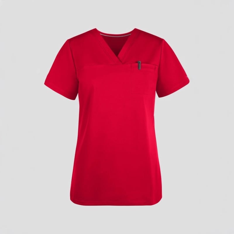 Медицински униформен комплект, унисекс, къс ръкав, V-образно деколте, влагoотвеждаща полиестерова материя (72% полиестер, 7% еластан), за болнични клиники