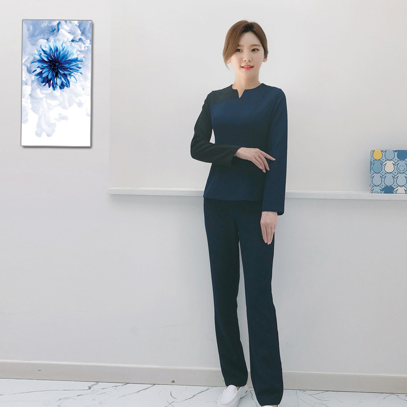 Женски медицински униформен костюм – 95% полиестер, плат за хладозащита, подходящ за медицински и козметични професии