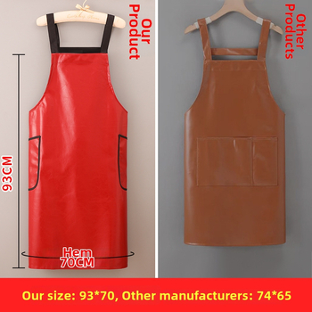 PU кожа престилка до коляното, без ръкави, водоустойчива за кухня, столова и миене на съдове