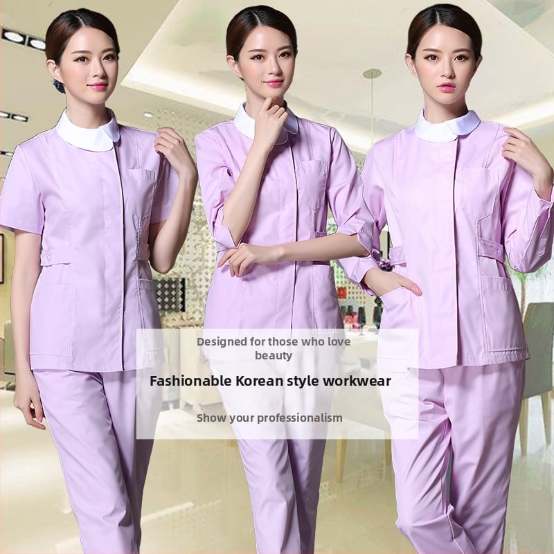 Set de uniformă pentru asistente medicale – mâneci lungi, două piese, pantaloni, material cu absorbție a umidității 65% poliester, 35% bumbac, îmbrăcare medicală pentru toate anotimpurile