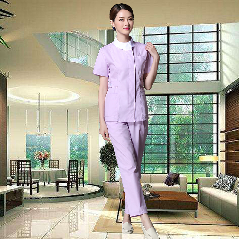 Set de uniformă pentru asistente medicale – mâneci lungi, două piese, pantaloni, material cu absorbție a umidității 65% poliester, 35% bumbac, îmbrăcare medicală pentru toate anotimpurile