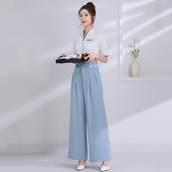 Комплект униформа за козметичка, влагоотвеждаща полиестерова материя, 75% полиестер съдържание, подходящ за всички сезони, модел JY-2073