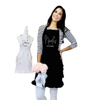 100% памук фартук без ръкави с дантелен принцески стил, регулируема талия за красота и маникюр