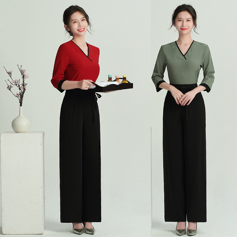 Униформа за козметичен салон за дами, педикюристка, модел JY-089, 3/4 ръкав, влагоотвеждаща полиестерова тъкан (75% полиестер)