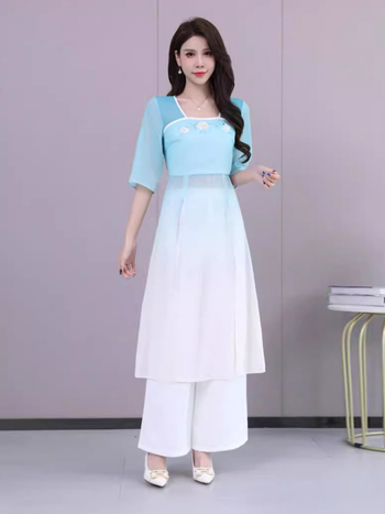 Uniforma za kozmetičku tehničarku – kratki rukav, mandarin ovratnik, kostim stil, 70/30 poliester šifon mješavina, za osoblje spa i hotela