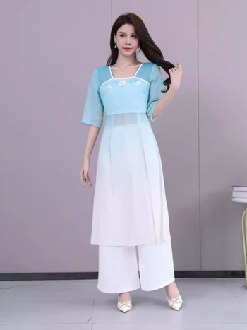 Uniforma za kozmetičku tehničarku – kratki rukav, mandarin ovratnik, kostim stil, 70/30 poliester šifon mješavina, za osoblje spa i hotela