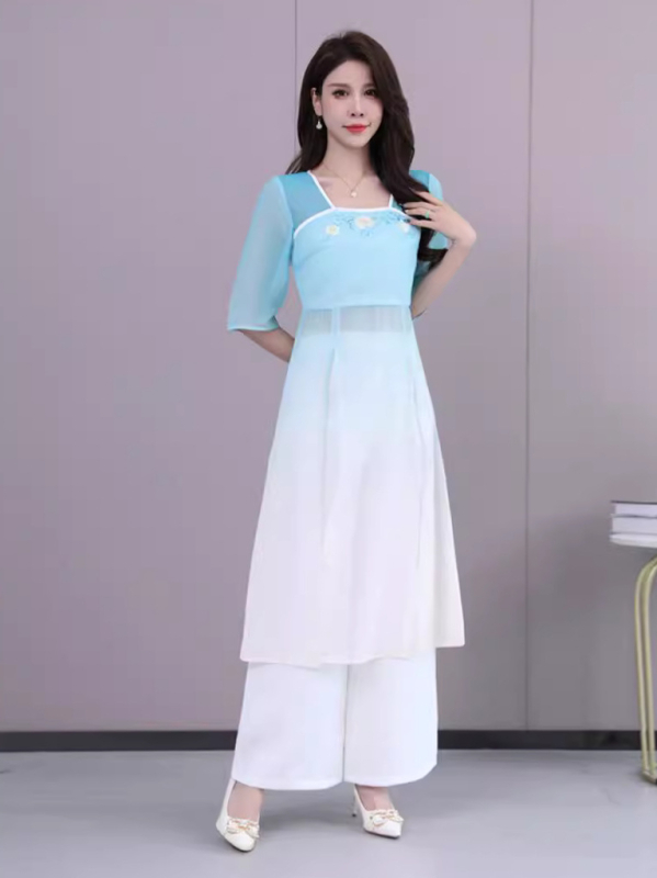 Uniforma za kozmetičku tehničarku – kratki rukav, mandarin ovratnik, kostim stil, 70/30 poliester šifon mješavina, za osoblje spa i hotela