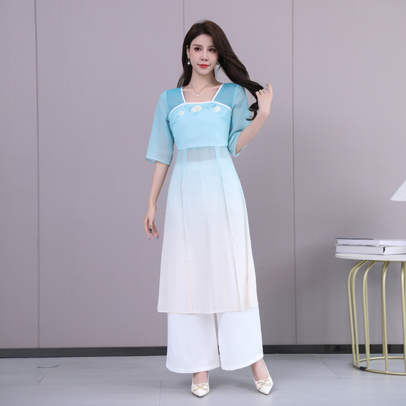 Uniforma za kozmetičku tehničarku – kratki rukav, mandarin ovratnik, kostim stil, 70/30 poliester šifon mješavina, za osoblje spa i hotela