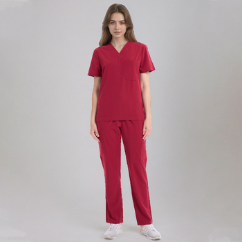 Unisex zdravotnícky set s V výstrihom, krátkymi rukávmi, vrchný a spodný diel, štyri-smerný streč, odvádza vlhkosť z polyesteru elastánu