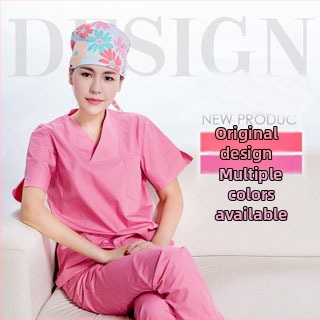 Unisexový top s krátkym rukávom lekárske scrubs, výstrih do V, materiál odvádzajúci vlhkosť, 65% polyester/bavlna