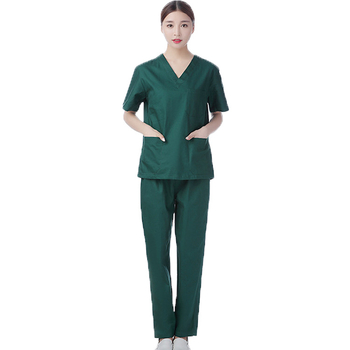 Set scrubs din bumbac cu mâneci scurte pentru personal medical feminin — elimină umezeala, destinat spitalelor veterinare, sălilor de operații și laboratoare