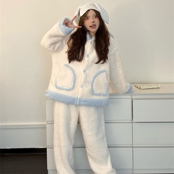 Set de pijamale unisex cu imprimeu dachshund, din coral fleece, cu mâneci lungi și pantaloni scurți, cald pentru iarnă