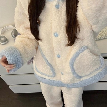 Set de pijamale unisex cu imprimeu dachshund, din coral fleece, cu mâneci lungi și pantaloni scurți, cald pentru iarnă