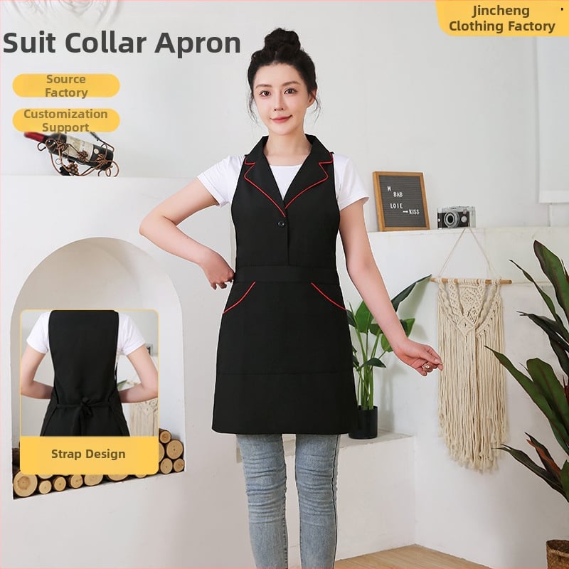 Фартух за работа без ръкави с яка — полиестер, антизамърсяващ, модерен стил