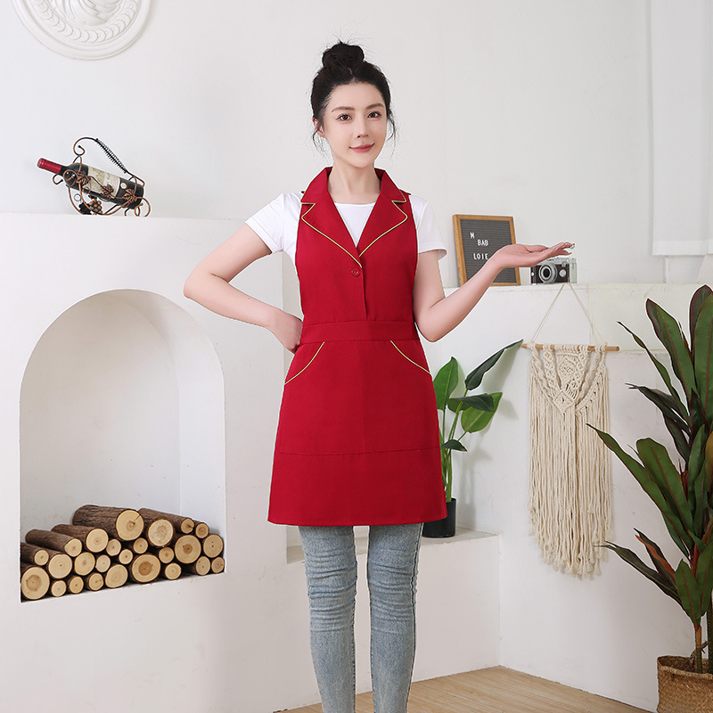 Фартух за работа без ръкави с яка — полиестер, антизамърсяващ, модерен стил