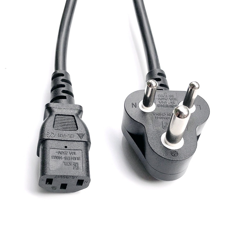 Захранващ кабел BIS сертифициран 6A ISI 1100V, PVC обвивка, двупинов и осмоъгълен щепсел