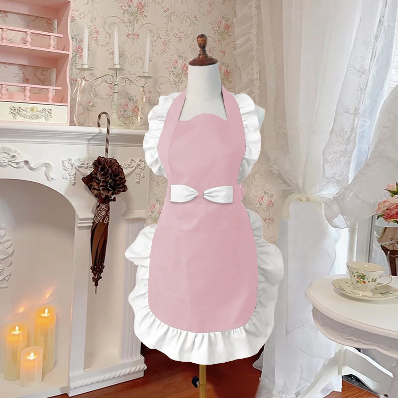 Предник за домакинство с през врата, без ръкави, полиестер, анти-замърсяващ, корейски стил, солиден дизайн