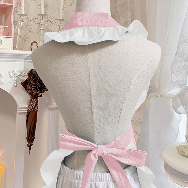 Предник за домакинство с през врата, без ръкави, полиестер, анти-замърсяващ, корейски стил, солиден дизайн