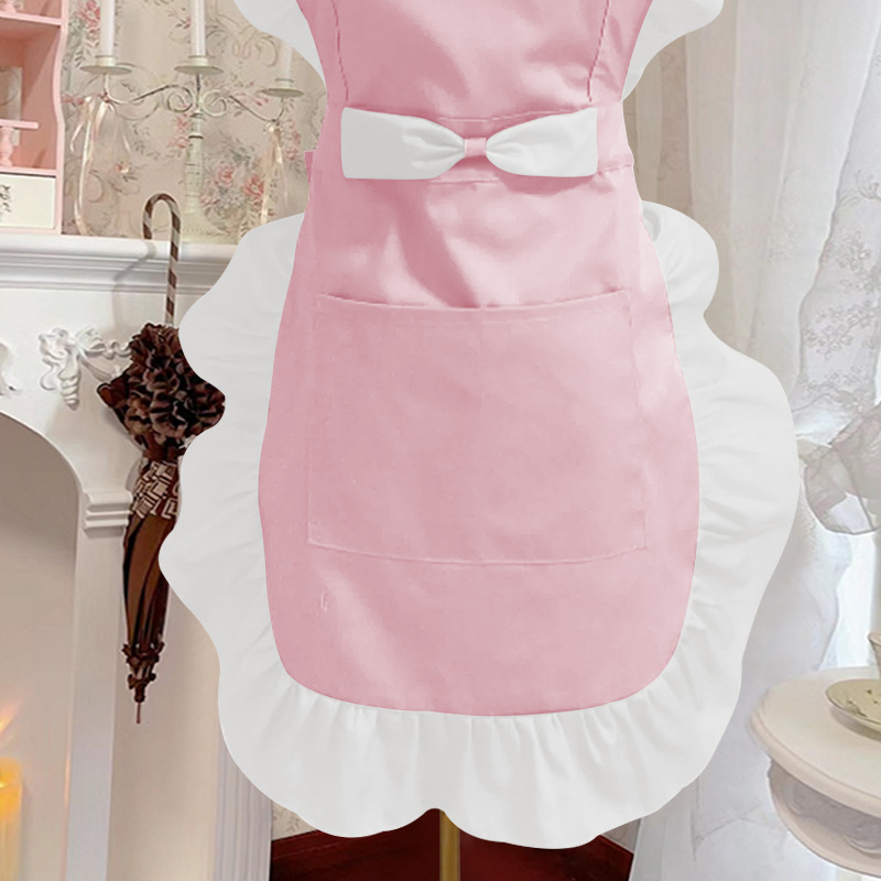 Предник за домакинство с през врата, без ръкави, полиестер, анти-замърсяващ, корейски стил, солиден дизайн