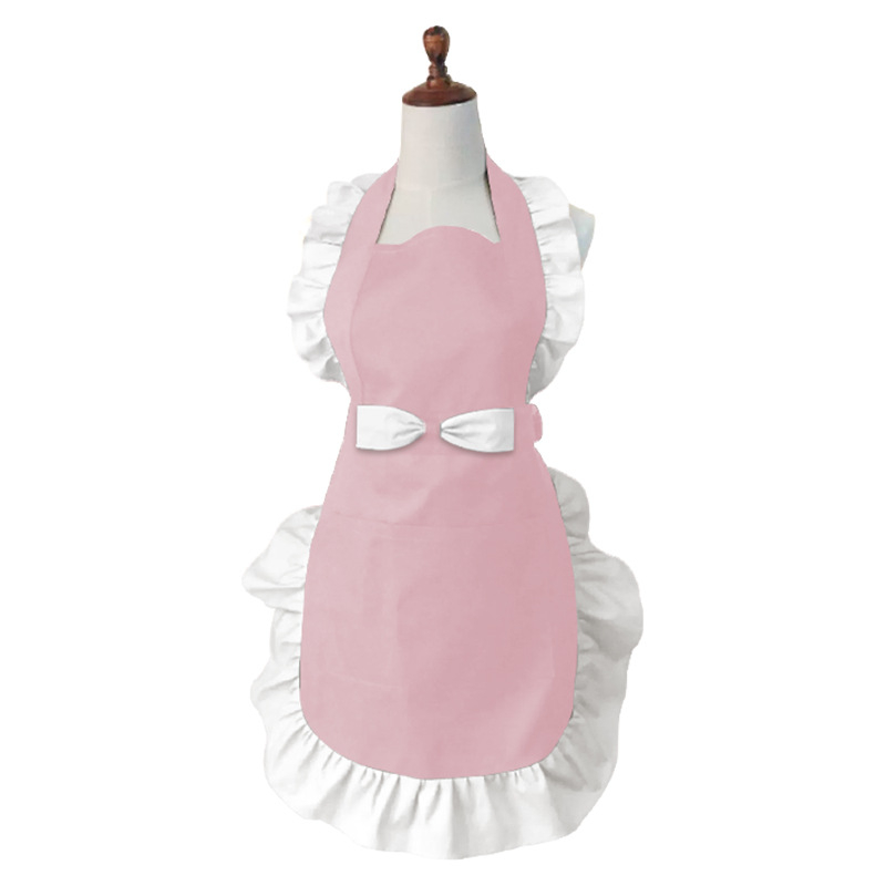 Предник за домакинство с през врата, без ръкави, полиестер, анти-замърсяващ, корейски стил, солиден дизайн