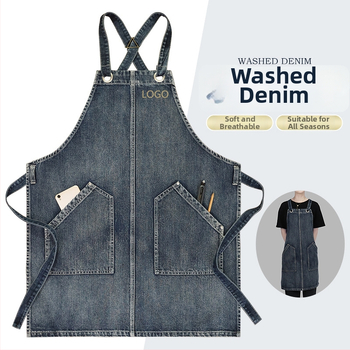 Домашен фартук без ръкави, против замърсяване, измит деним