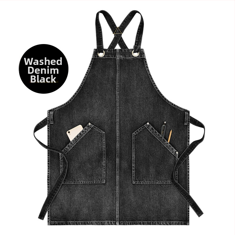 Домашен фартук без ръкави, против замърсяване, измит деним