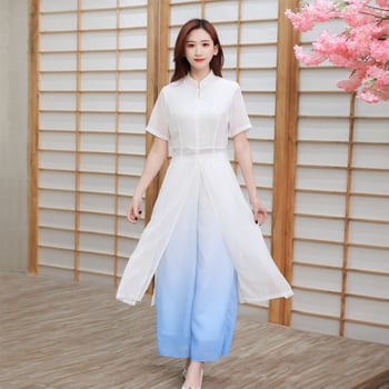 Dámska uniforma pre spa a pedikúru masérky, šifón, 70% polyester, odvádza vlhkosť, stojací golier, krátke rukávy